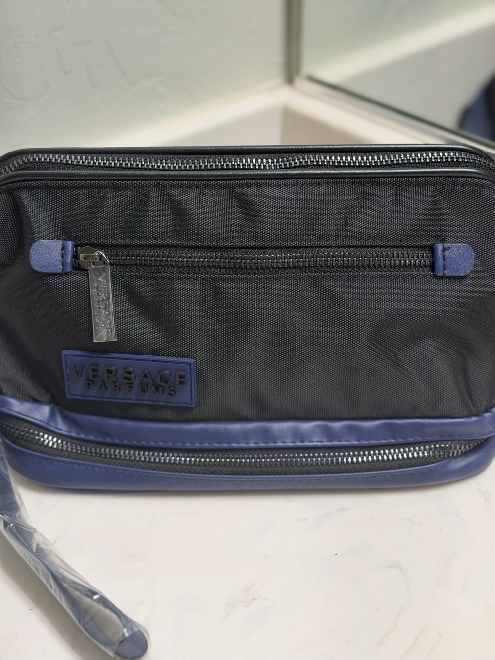 Versace Black and Blue Toiletry Pouch